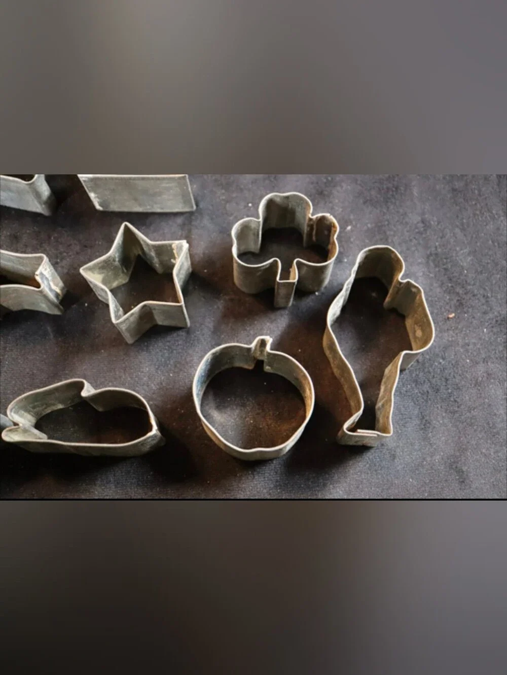 Antique Primitive Tin Metal Cookie & Kreamer Biscuit Cutters Lot of 11 Shapes